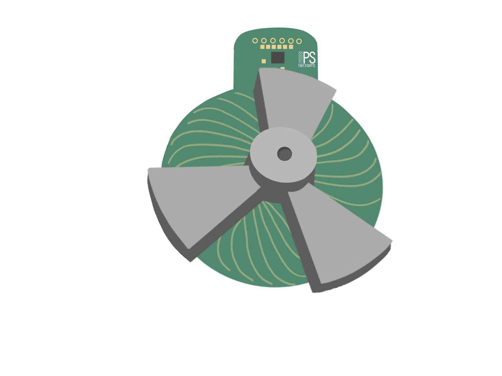 Rotary inductive position sensor, 3D render