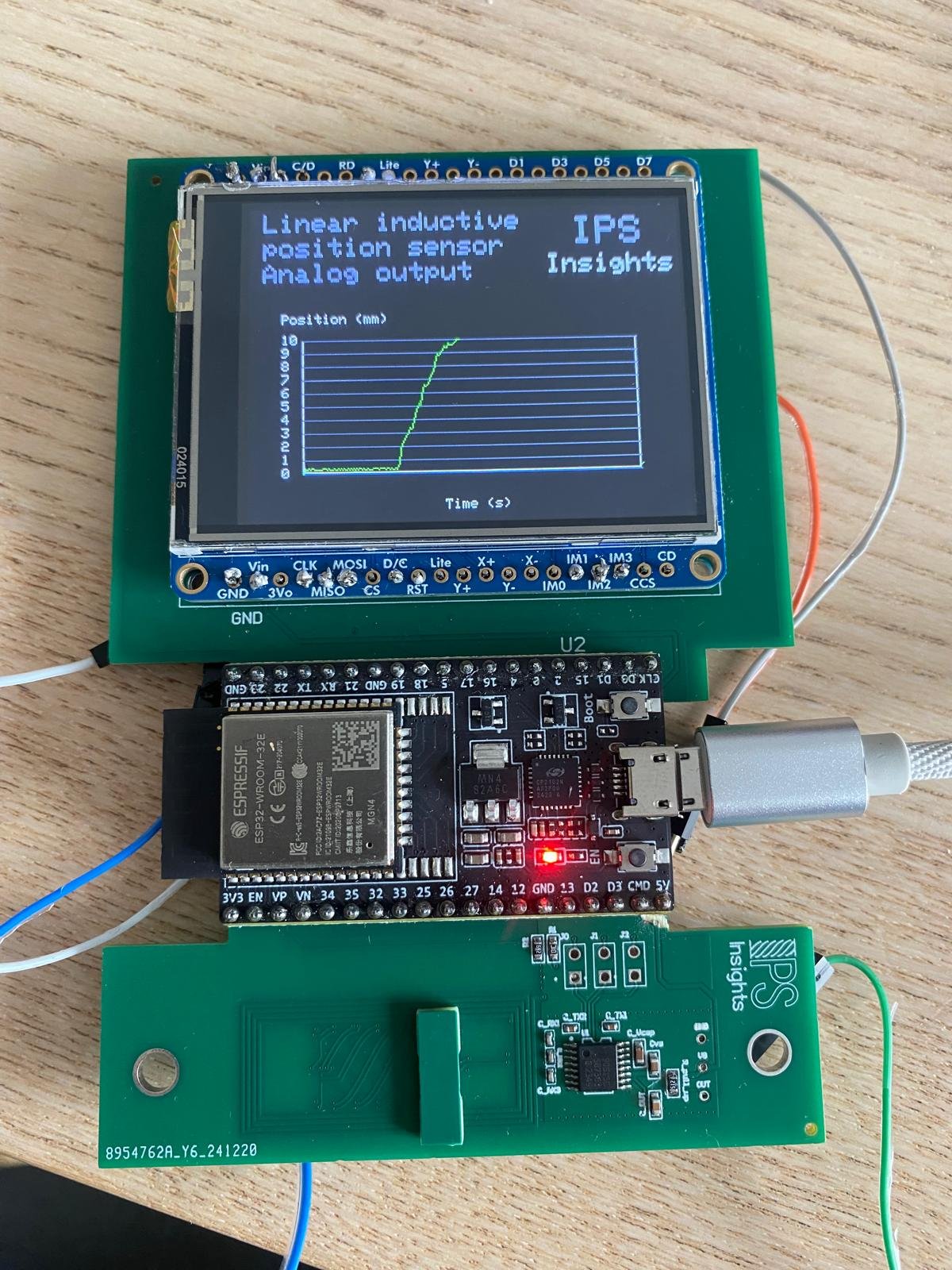 Inductive position sensor demonstrator with live screen readout