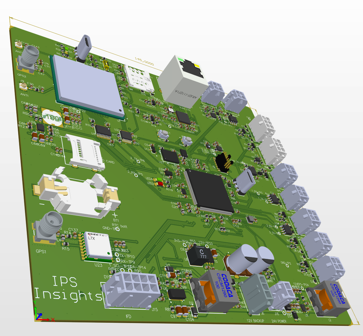 Telemetry board 3D render